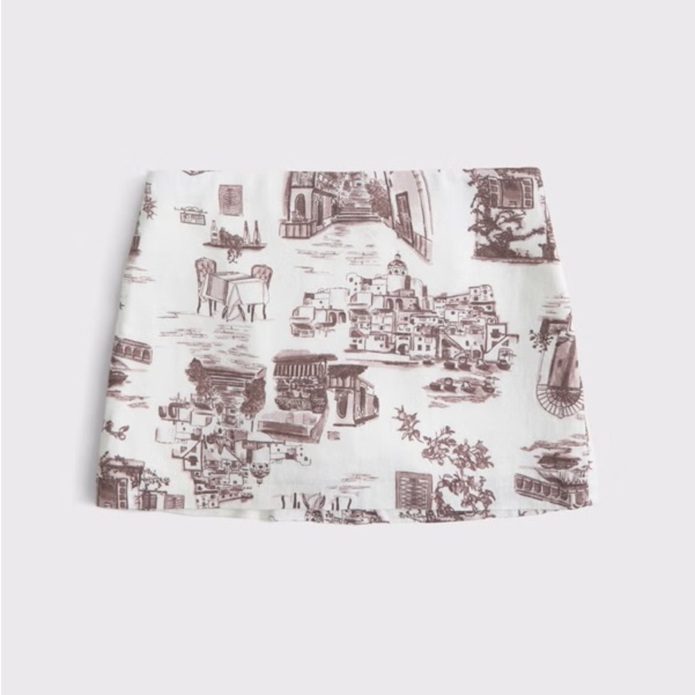 Abercrombie & Fitch White and Brown Mini Skirt